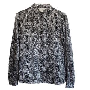 Snakeskin long sleeve silk blouse size Medium